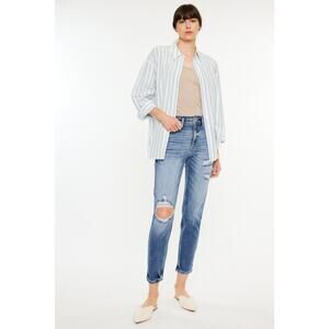 Kancan High Rise Distressed Mom Jeans - KC9198M - Size 13/30